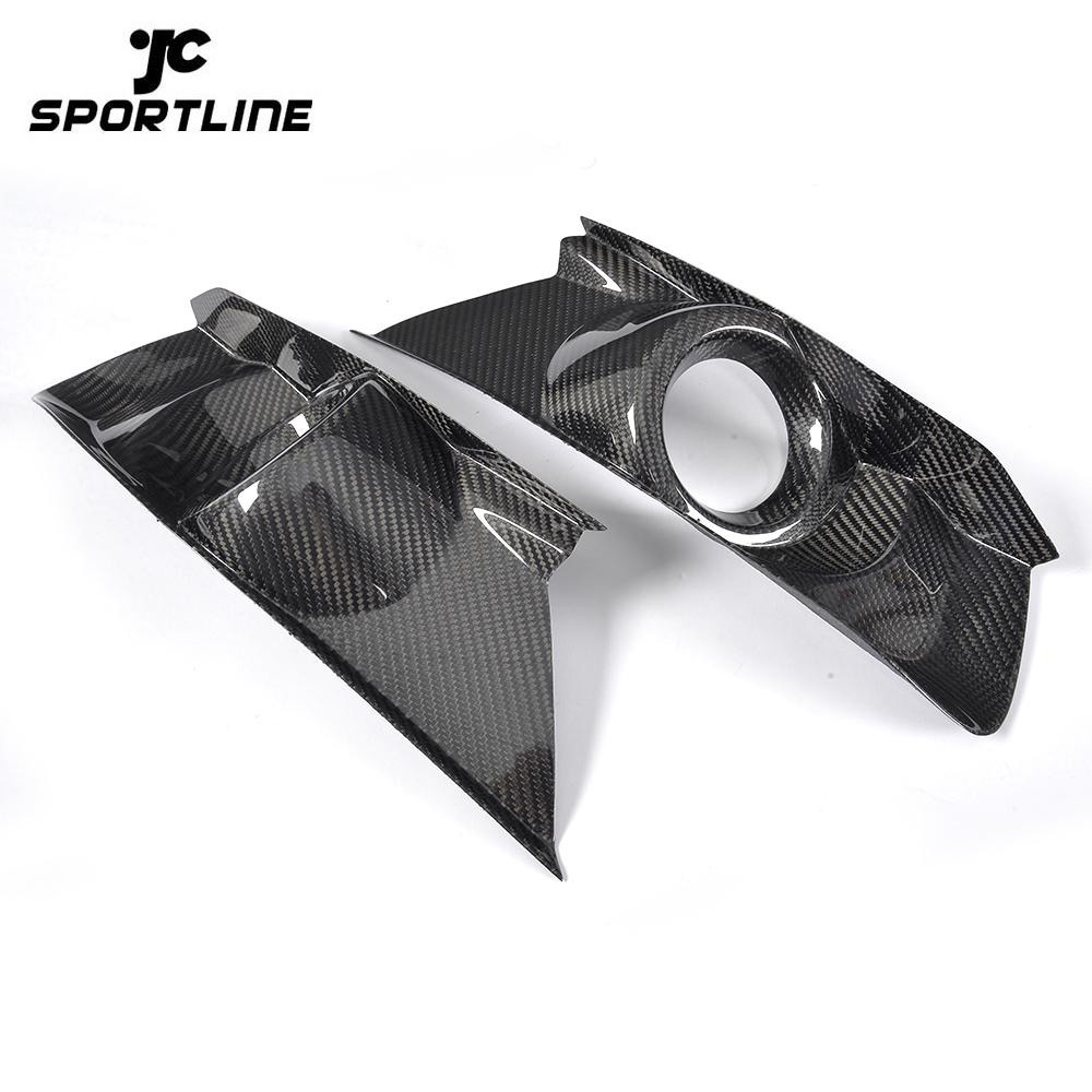 JC-XP1022  Carbon Fiber Front Bumper Fog Lamp Light Cover for Ford Mustang 2015 UP