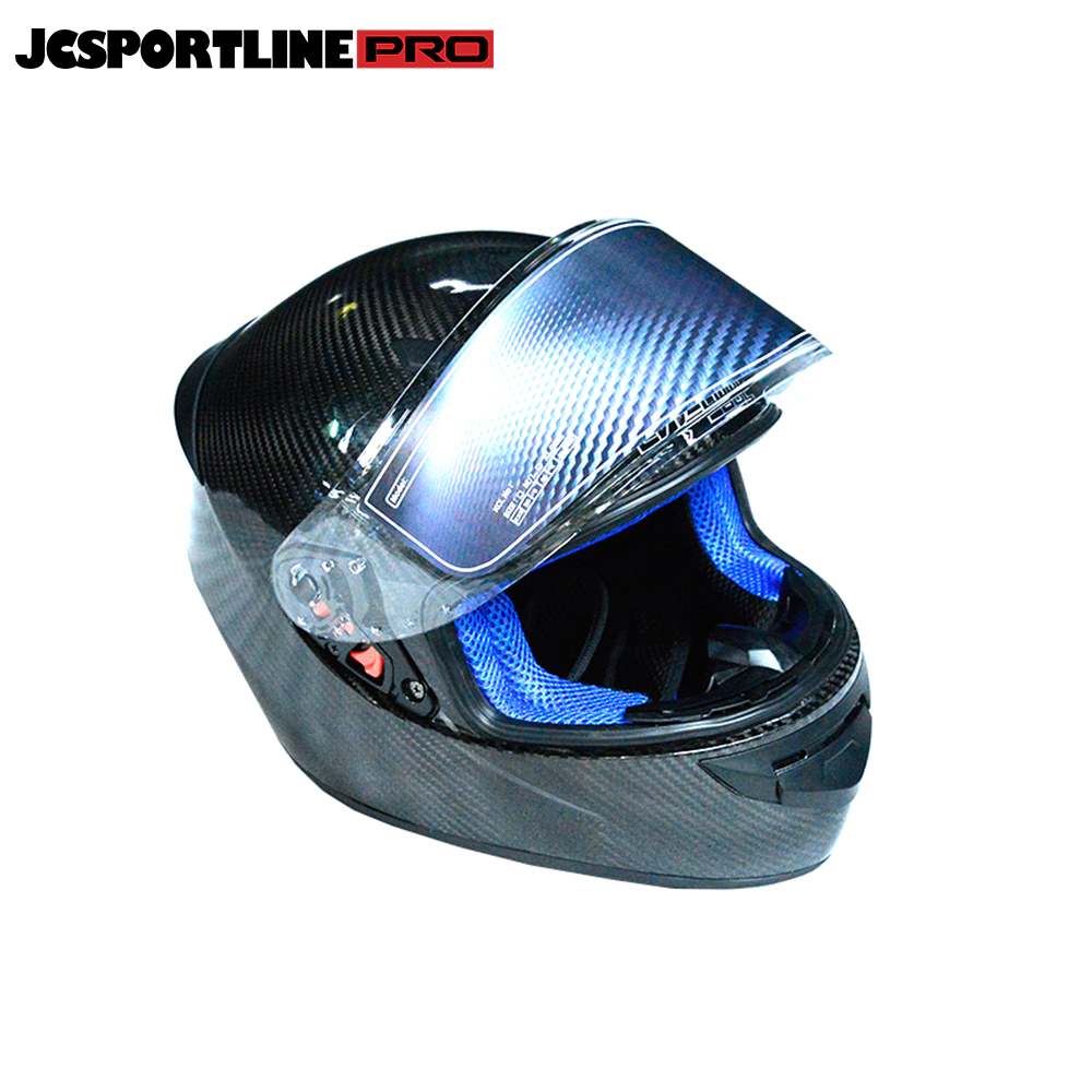 JC-LV118-S  Carbon Fiber Full Face Motorcycle Street Bike Helmet Blue M L XL XXL