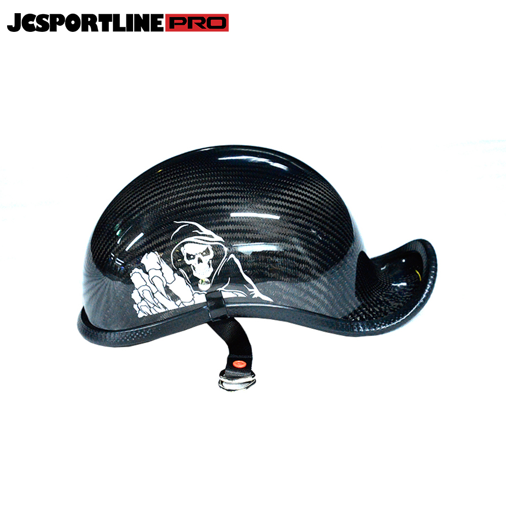 JC-YS001-BZS  JCSPORTLINE Carbon Fiber Half Helmet for Motorcycle, Moped, Scooter and More (Gloss Black Warrior）