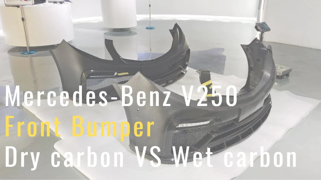Mercedes-Benz V250 dry carbon and wet carbon front bumper comparison
